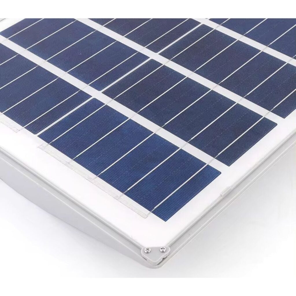 Solar panel and battery are attached on upper side.